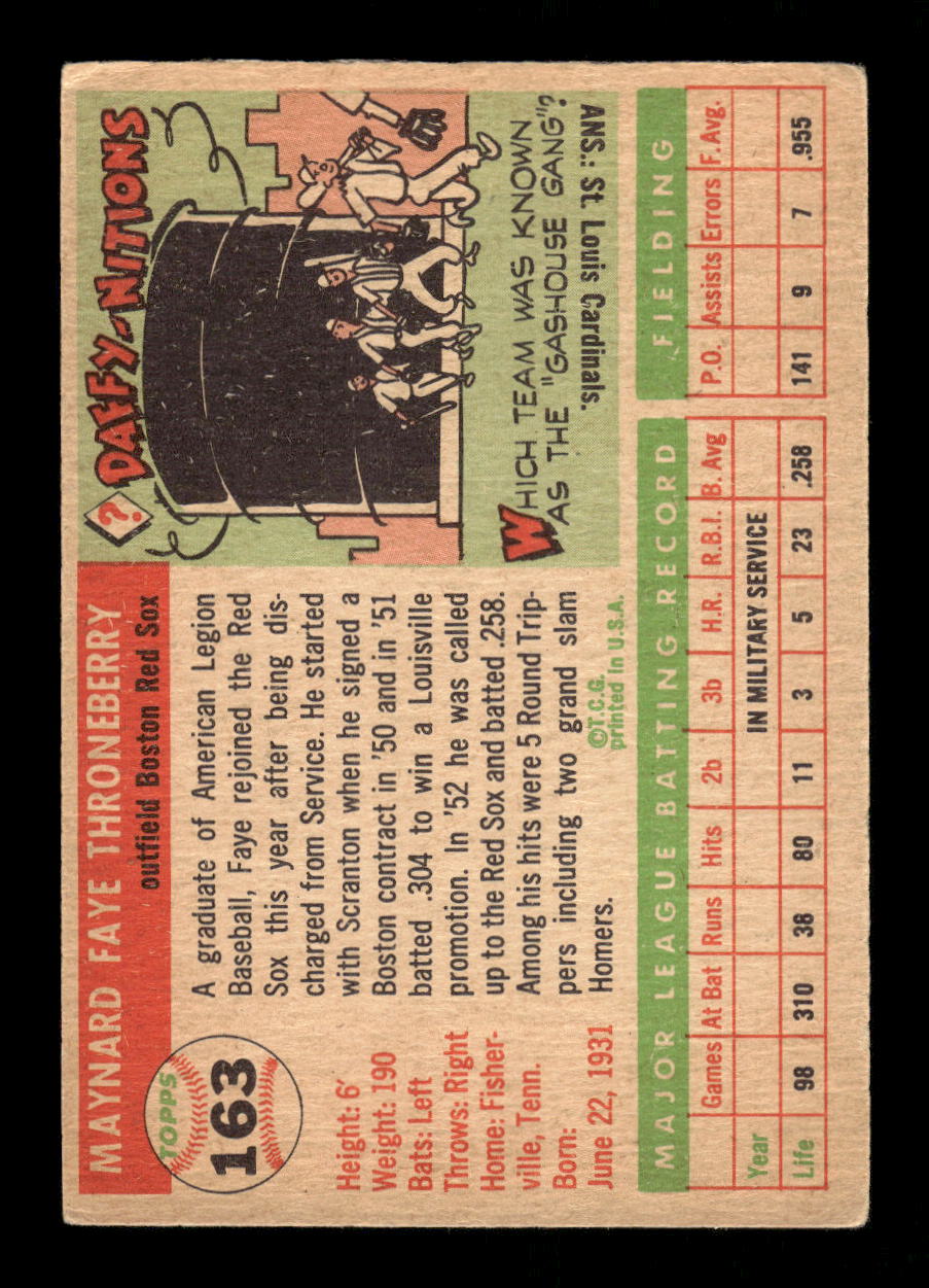 1955 Topps #163 Faye Throneberry Boston Red Sox EX 10012898