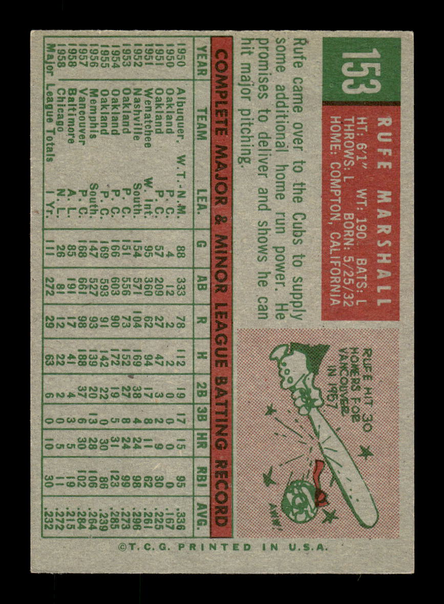 1959 Topps #153 Jim Marshall Chicago Cubs EXMT 10012968