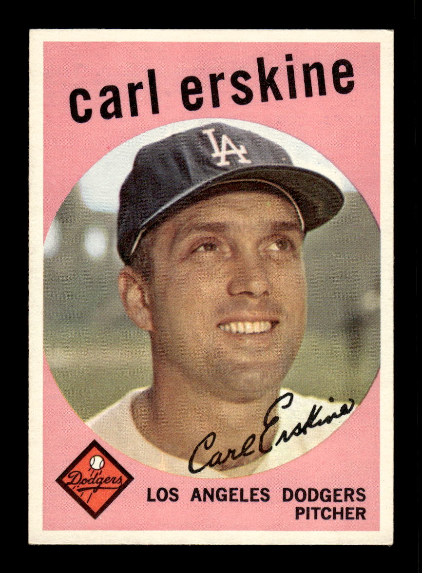 1959 Topps #217a Carl Erskine Los Angeles Dodgers EXMT 10012985