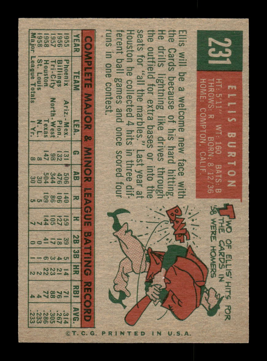 1959 Topps #231b Ellis Burton St. Louis Cardinals EXMT 10012992