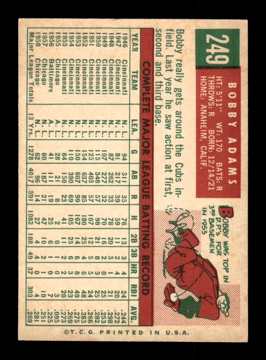 1959 Topps #249b Bobby Adams Chicago Cubs EXMT 10013000