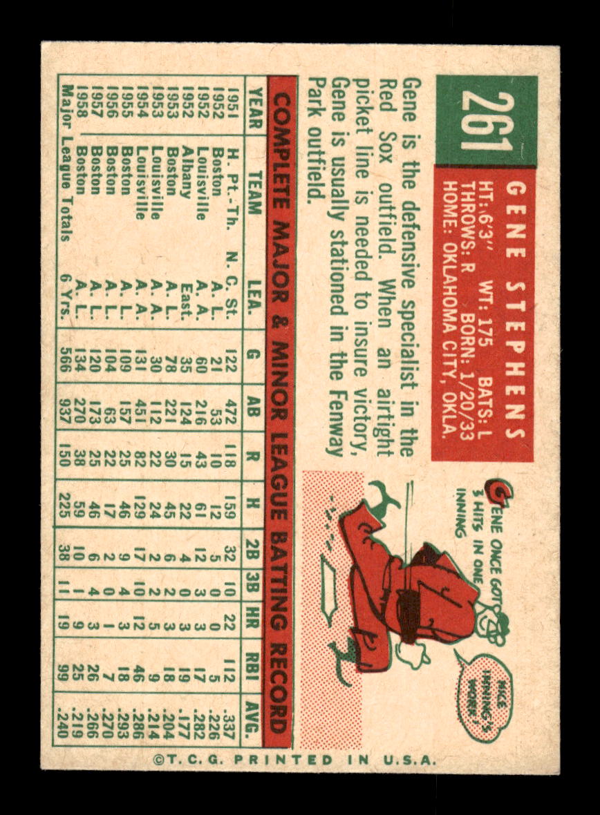 1959 Topps #261a Gene Stephens Boston Red Sox EXMT 10013003