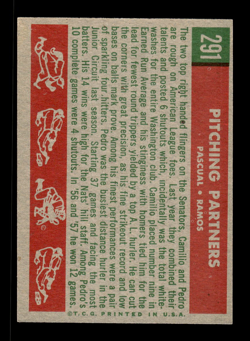 1959 Topps #291 Pitching Partners Washington Senators EXMT 10013013