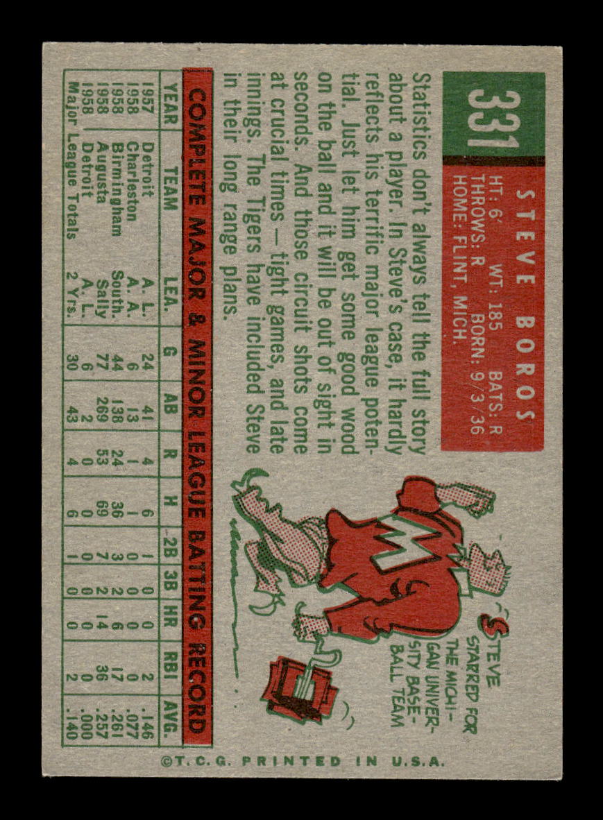 1959 Topps #331 Steve Boros Detroit Tigers EXMT 10013030