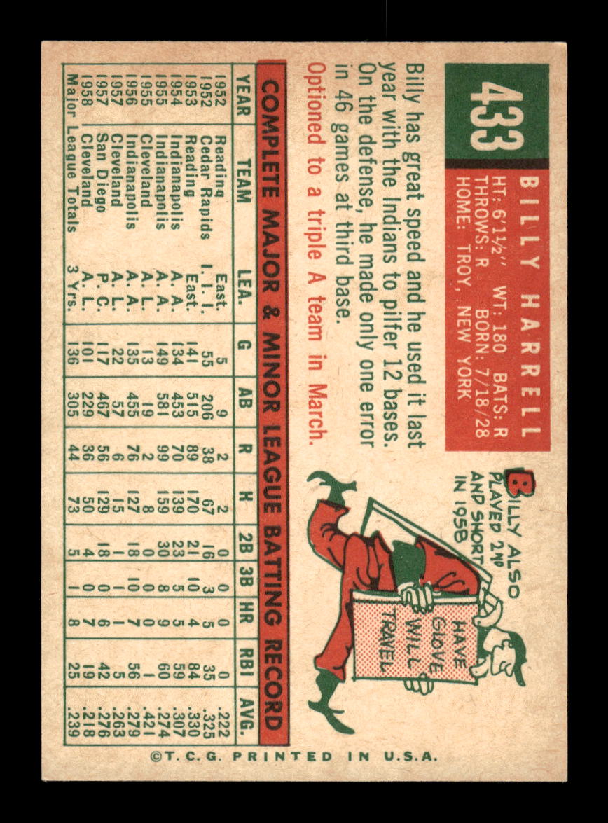 1959 Topps #433 Billy Harrell St. Louis Cardinals EXMT 10013045