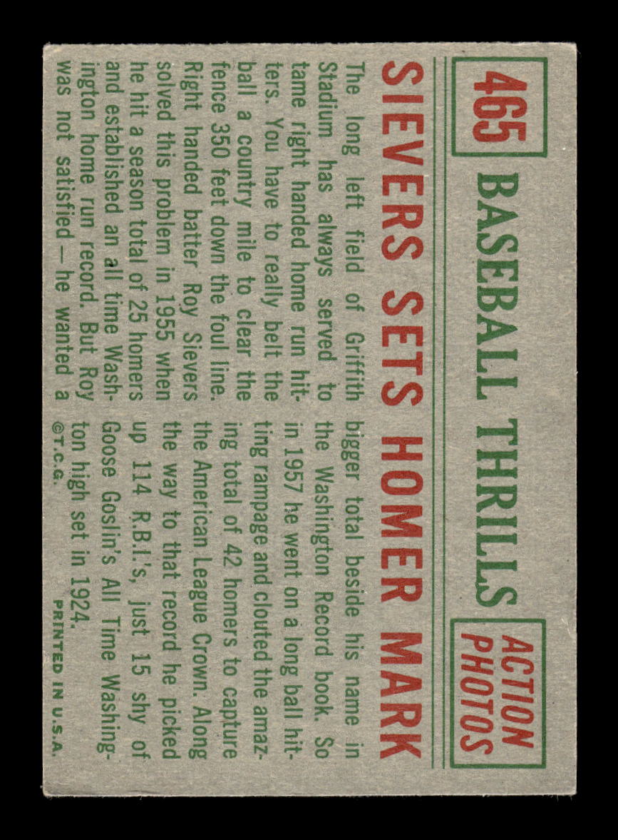 1959 Topps #465 Roy Sievers Washington Senators EXMT 10013051