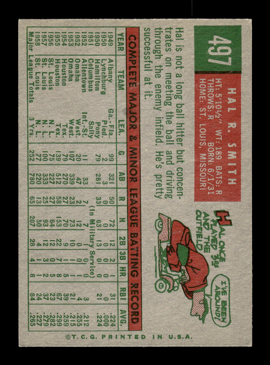 1959 Topps #497 Hal R. Smith St. Louis Cardinals EXMT 10013058