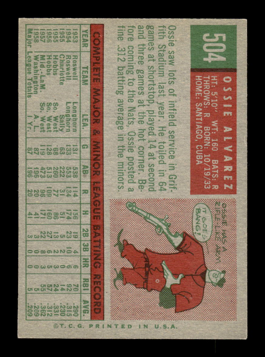 1959 Topps #504 Ossie Alvarez Detroit Tigers EXMT 10013062