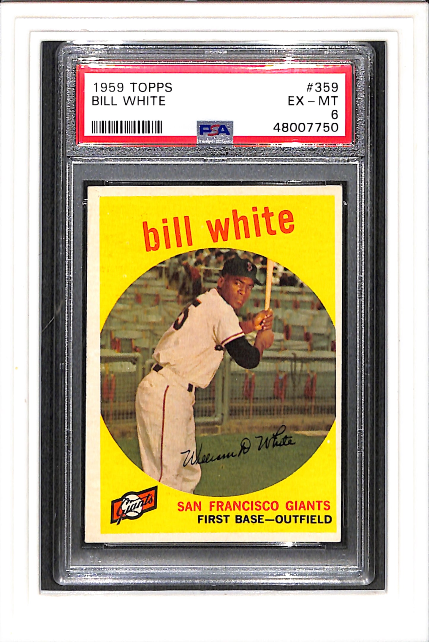 1959 Topps #359 Bill White PSA 6 SN 48007750