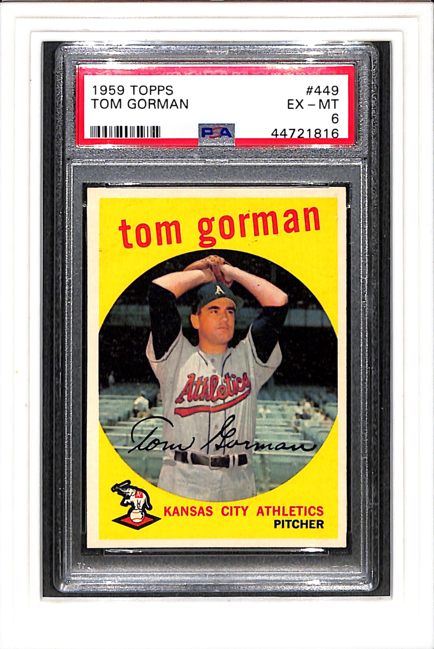 1959 Topps #449 Tom Gorman PSA 6 SN 44721816