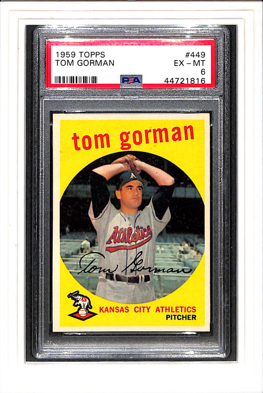 1959 Topps #449 Tom Gorman PSA 6 SN 44721816