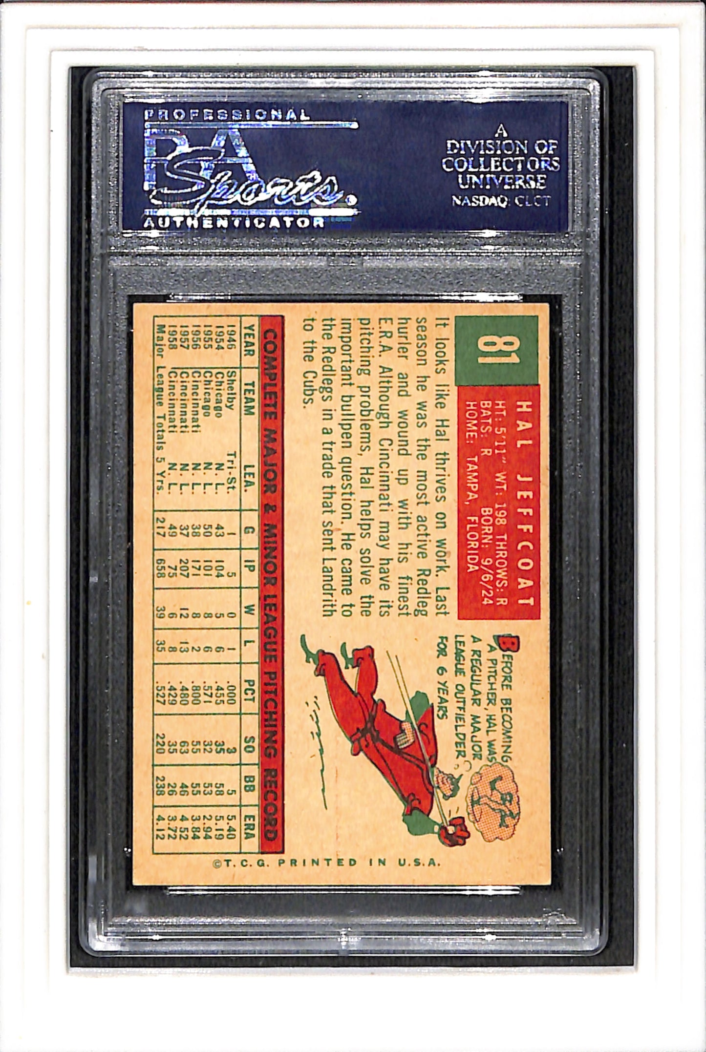 1959 Topps #81 Hal Jeffcoat PSA 6.5 SN 22941081