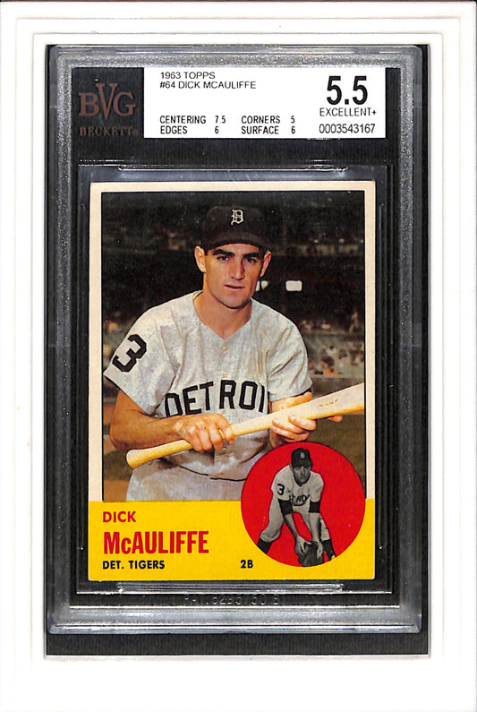 1963 Topps #64 Dick McAuliffe BVG 5.5 SN 0003543167