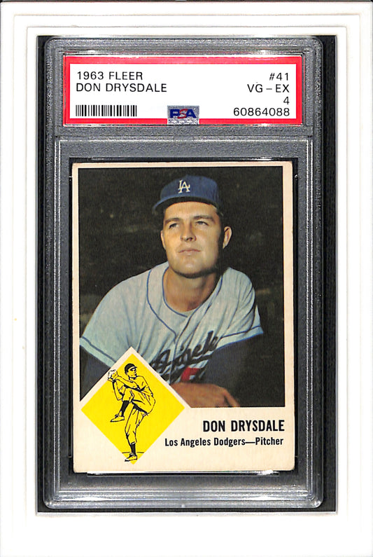 1963 Fleer #41 Don Drysdale PSA 4 SN 60864088