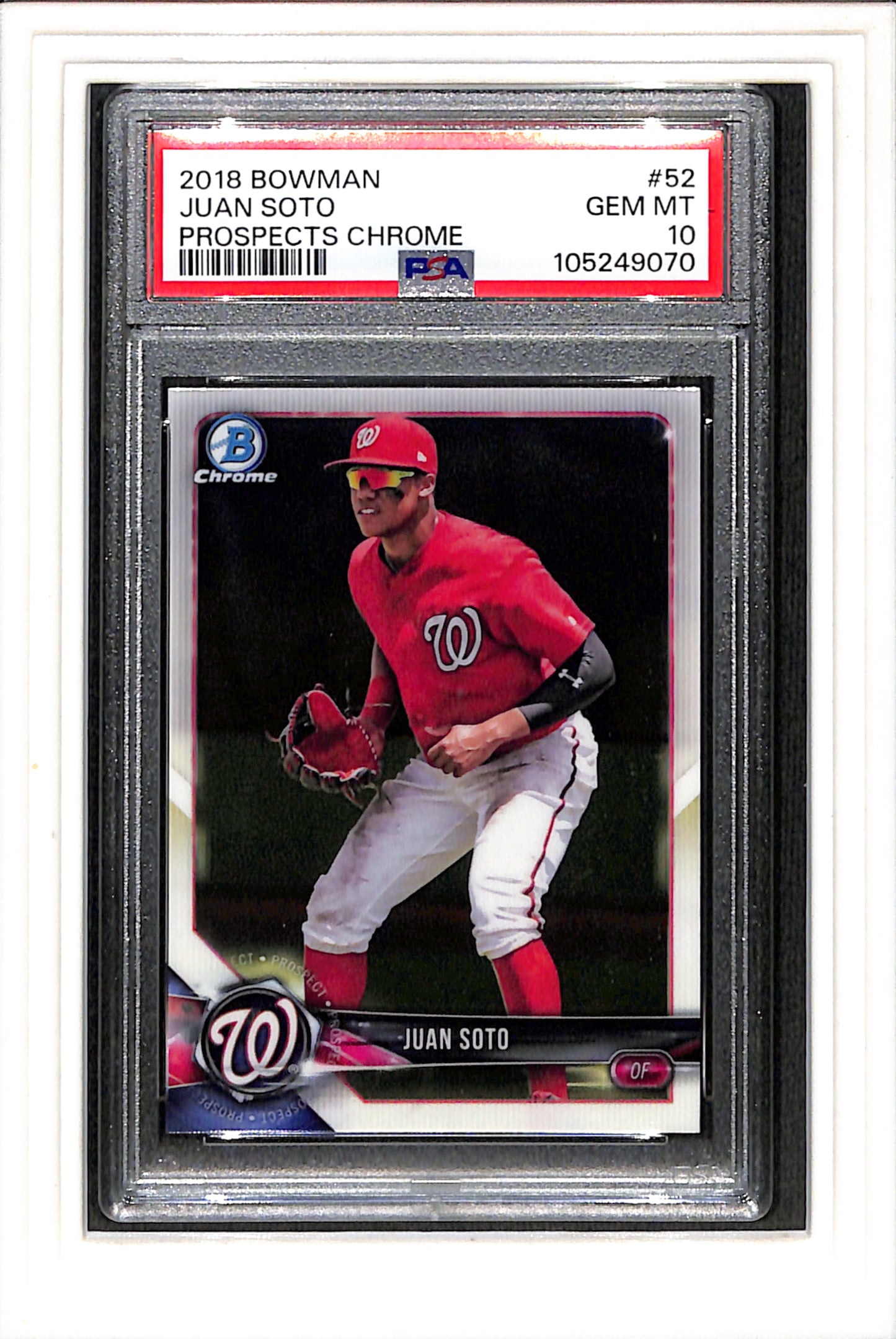2018 Bowman Prospects Chrome #52 Juan Soto Prospects Chrome PSA 10 SN 105249070