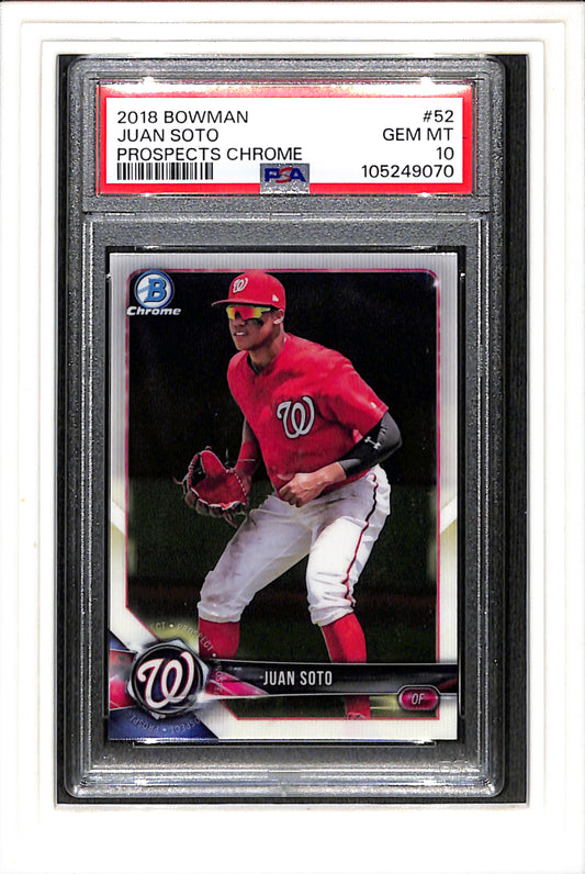 2018 Bowman Prospects Chrome #52 Juan Soto Prospects Chrome PSA 10 SN 105249070