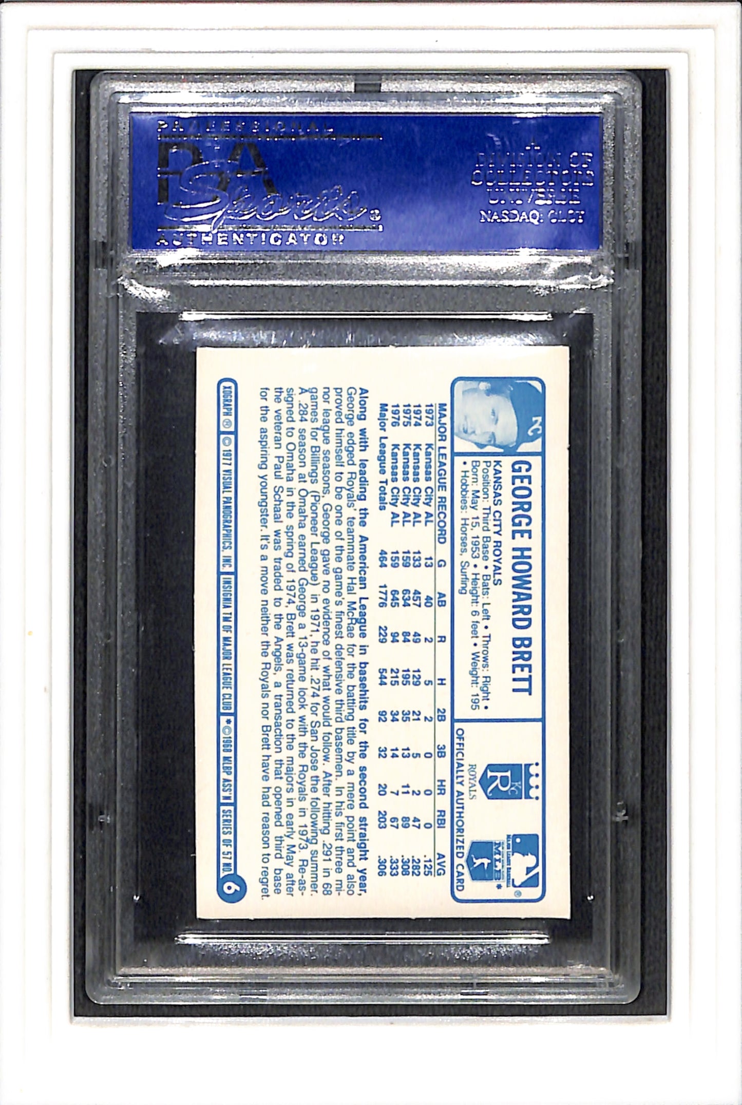 1977 Kellogg'S #6 George Brett PSA 7 SN 30732268