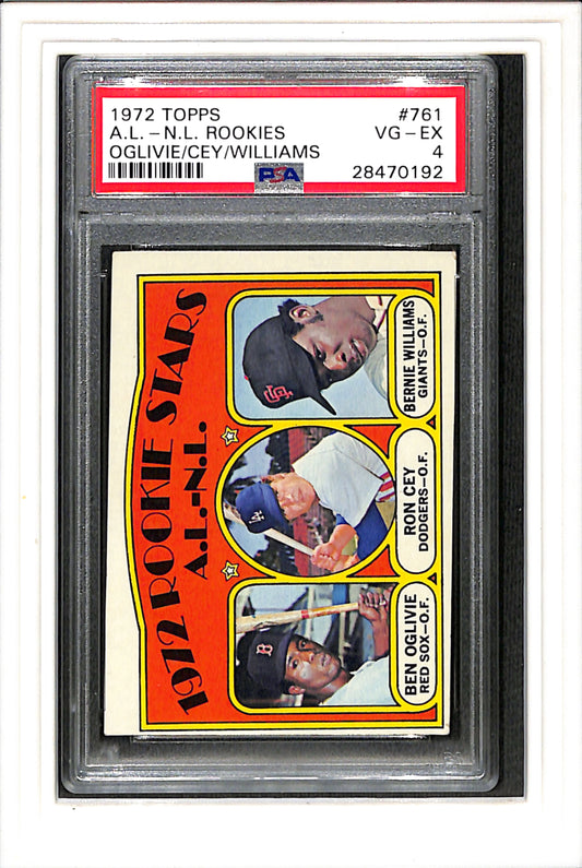 1972 Topps #761 A.L.-N.L. Rookies Oglivie/Cey/Williams PSA 4 SN 28470192