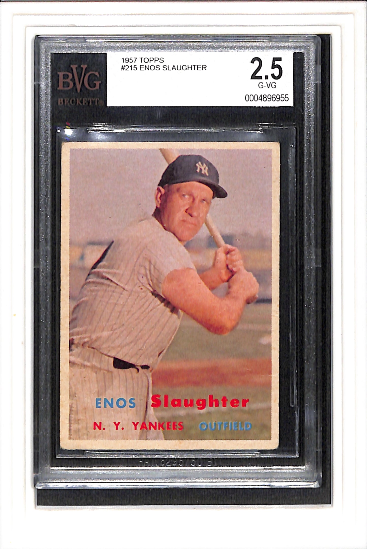1957 Topps #215 Enos Slaughter BVG 2.5 SN 0004896955