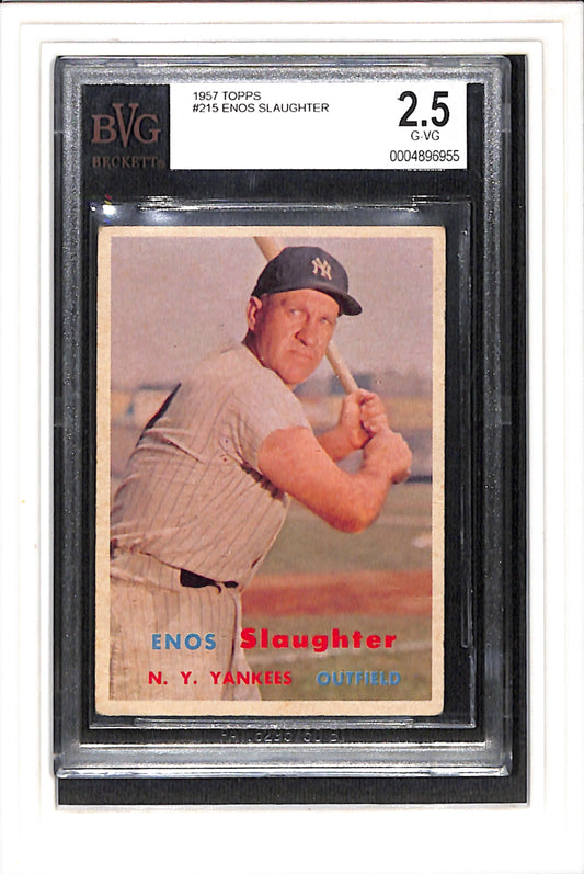 1957 Topps #215 Enos Slaughter BVG 2.5 SN 0004896955