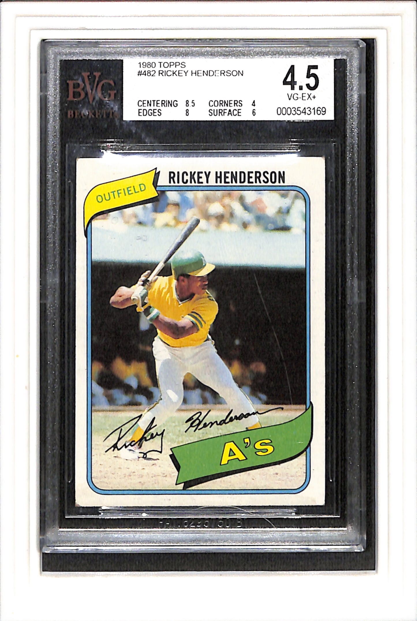 1980 Topps #482 Rickey Henderson BVG 4.5 SN 0003543169