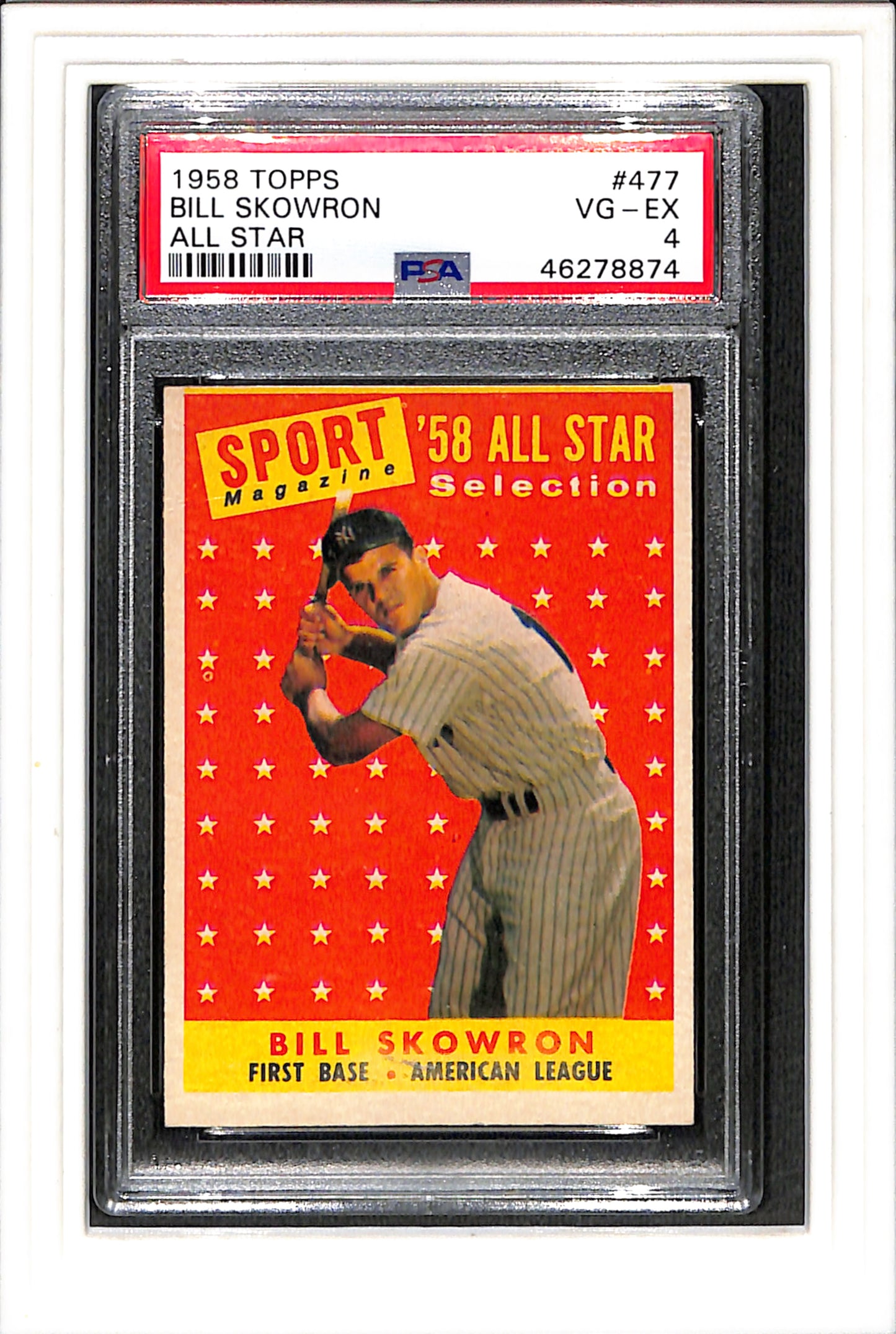 1958 Topps #477 Bill Skowron All Star PSA 4 SN 46278874