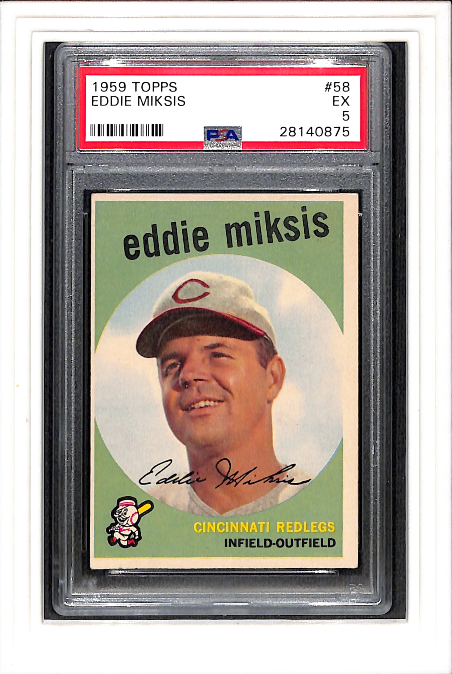 1959 Topps #58 Eddie Miksis PSA 5 SN 28140875