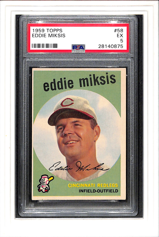 1959 Topps #58 Eddie Miksis PSA 5 SN 28140875