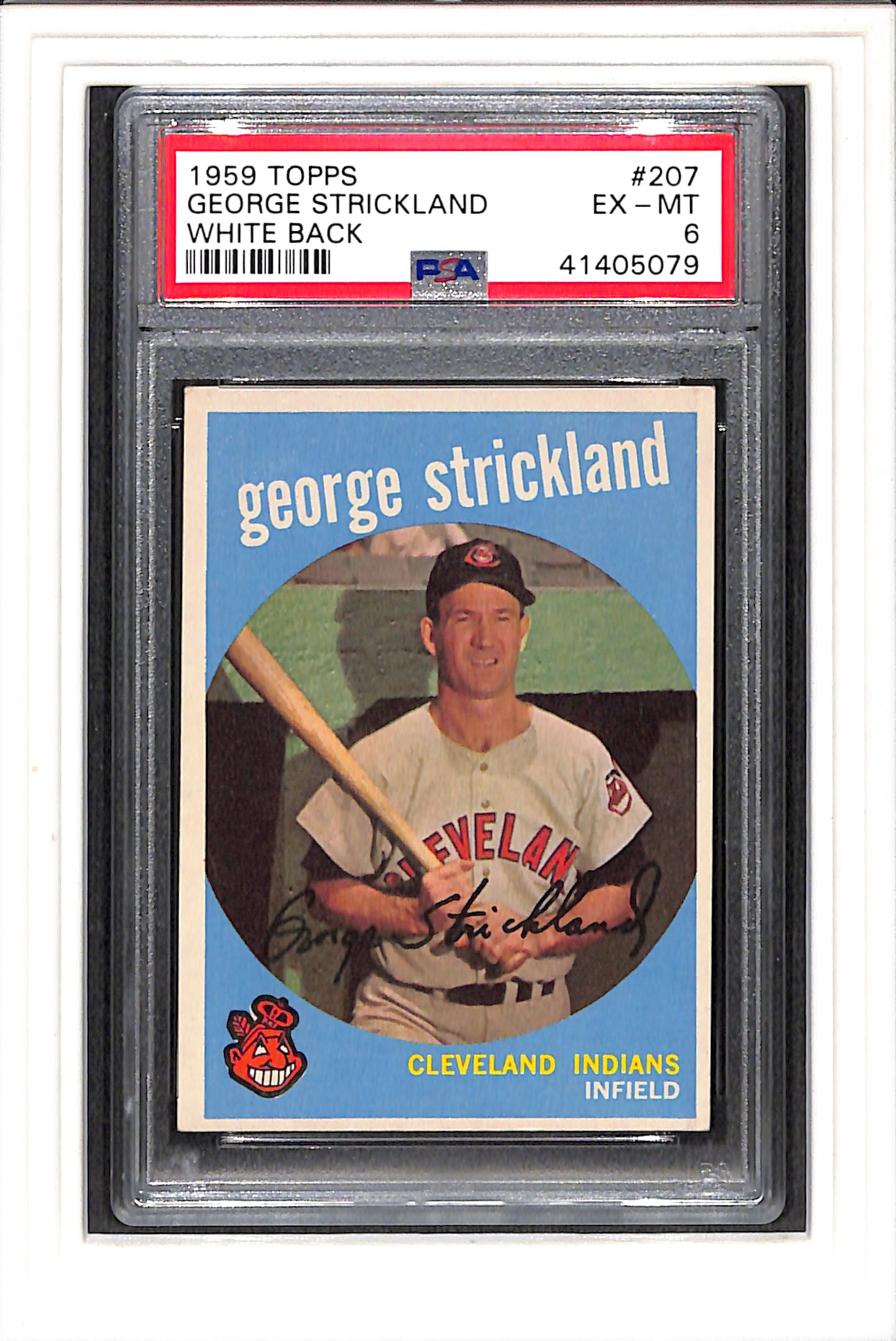 1959 Topps #207 George Strickland White Back PSA 6 SN 41405079