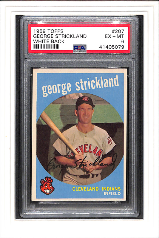 1959 Topps #207 George Strickland White Back PSA 6 SN 41405079