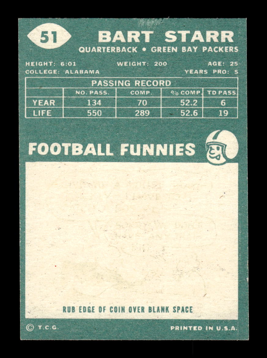 1960 Topps #51 Bart Starr Green Bay Packers EXMT 10013106
