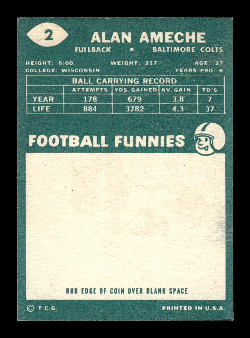 1960 Topps #2 Alan Ameche Baltimore Colts EX 10013109