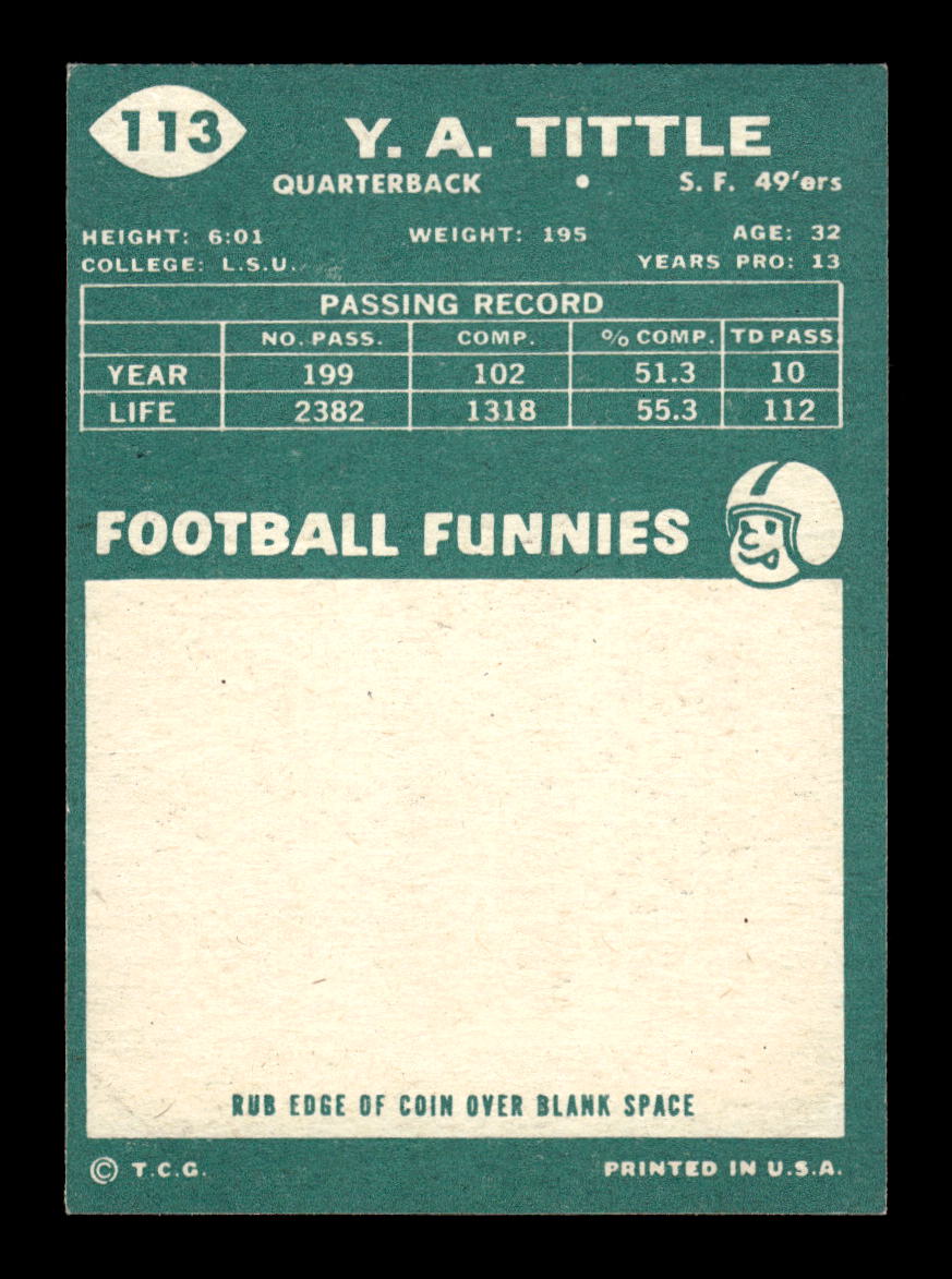 1960 Topps #113 Y.A. Tittle San Francisco 49ers EXMT 10013121