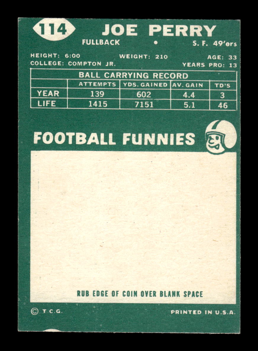 1960 Topps #114 Joe Perry San Francisco 49ers EXMT 10013122