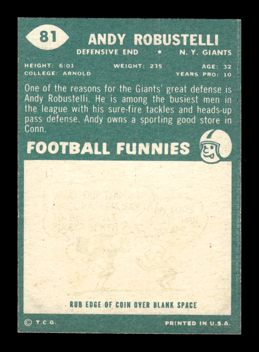 1960 Topps #81 Andy Robustelli New York Giants EXMT 10013124