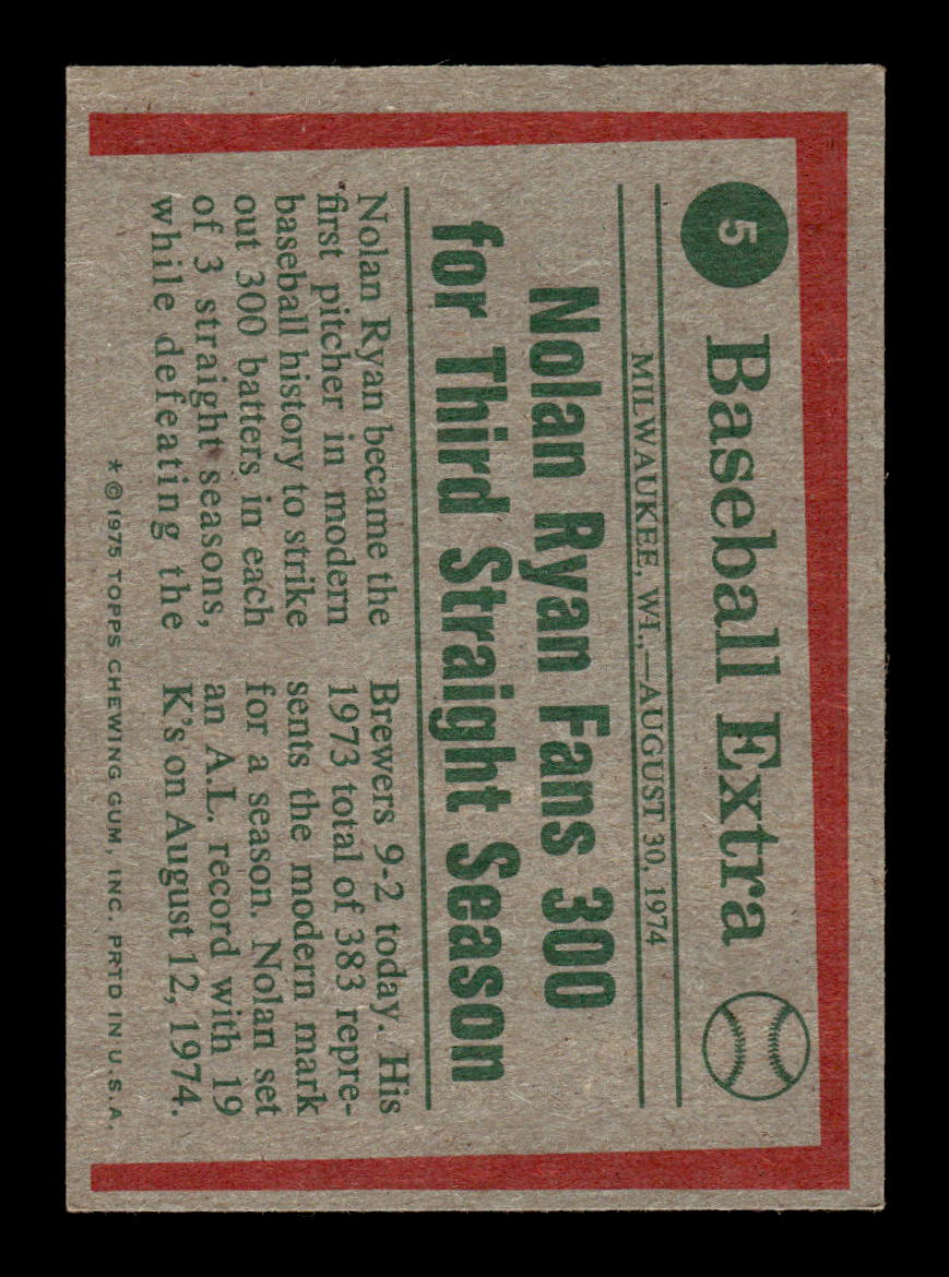1975 Topps #5 Nolan Ryan California Angels EX 10013136