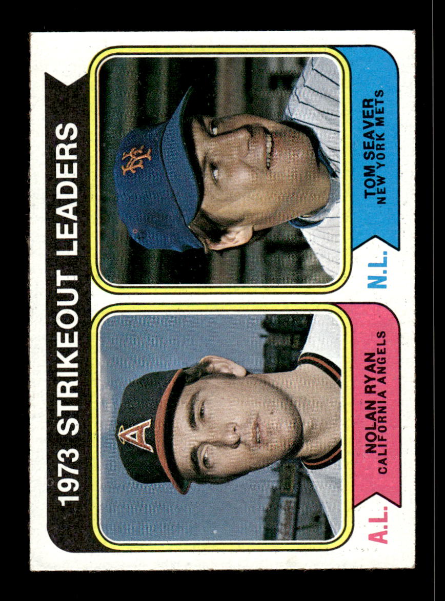 1974 Topps #207 1973 Strikeout Leaders (Nolan Ryan / Tom Seaver) EX 10013151