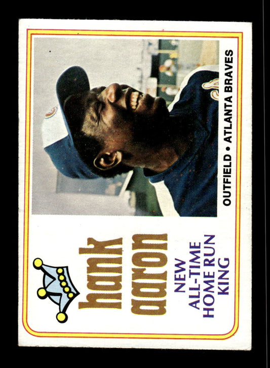 1974 Topps #1 Hank Aaron: New All-Time Home Run King Atlanta Braves EX 10013155