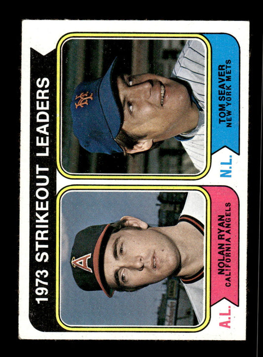 1974 Topps #207 1973 Strikeout Leaders (Nolan Ryan / Tom Seaver) EX 10013157