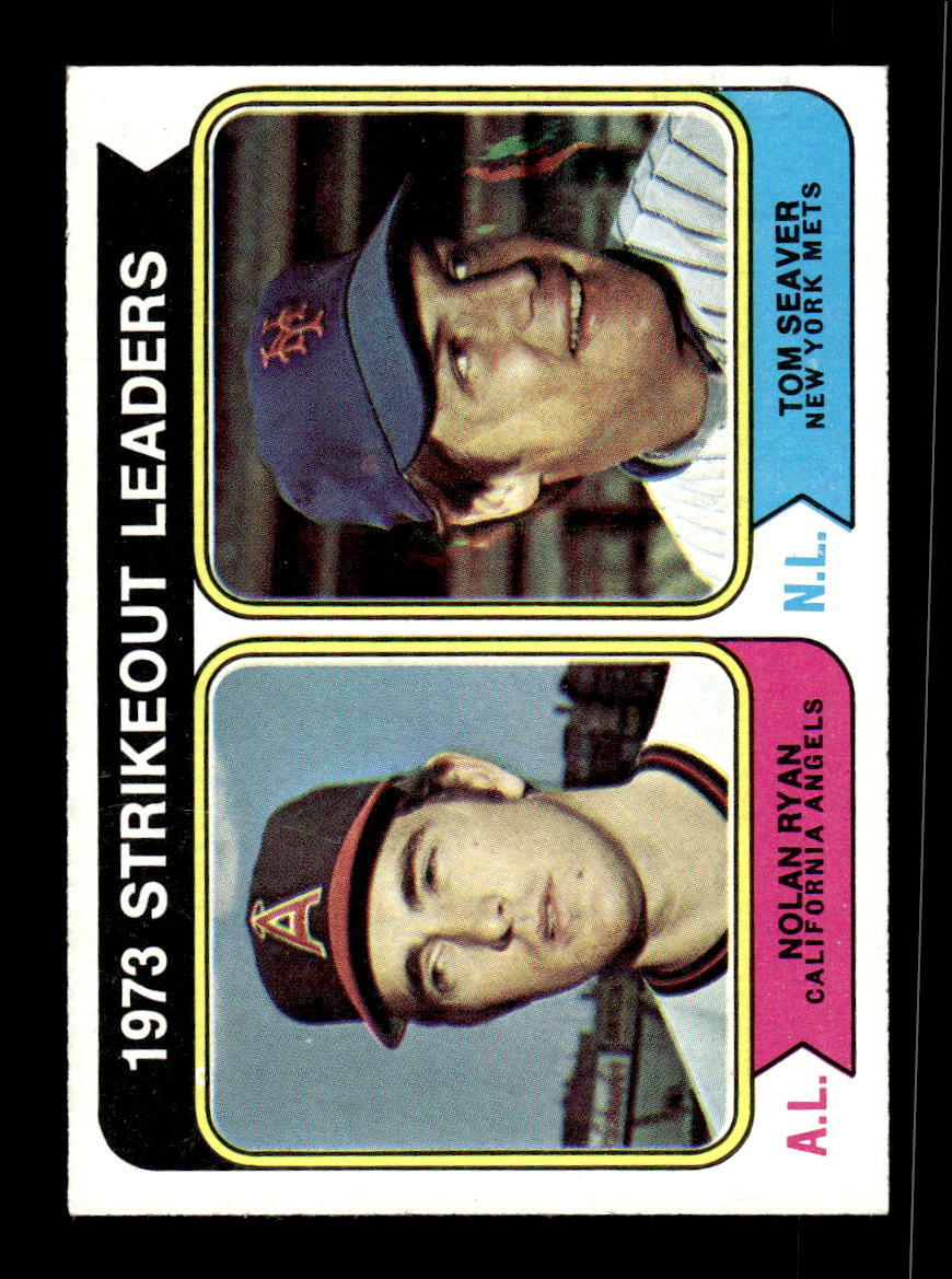 1974 Topps #207 1973 Strikeout Leaders (Nolan Ryan / Tom Seaver) EX 10013160
