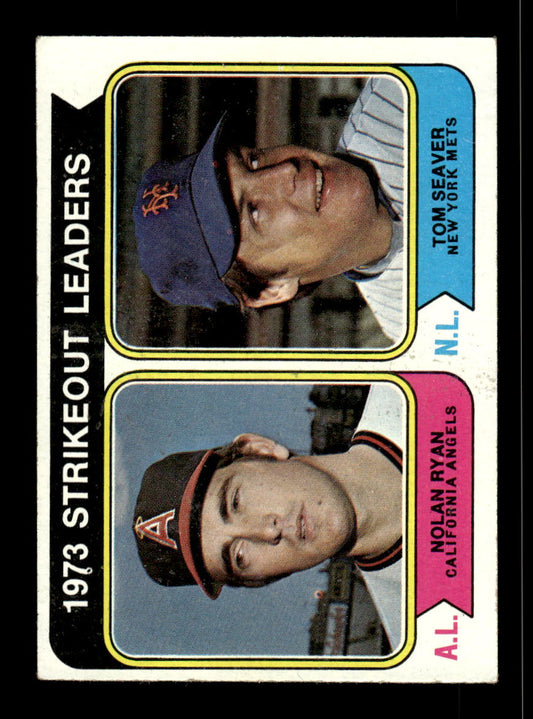 1974 Topps #207 1973 Strikeout Leaders (Nolan Ryan / Tom Seaver) EX 10013161