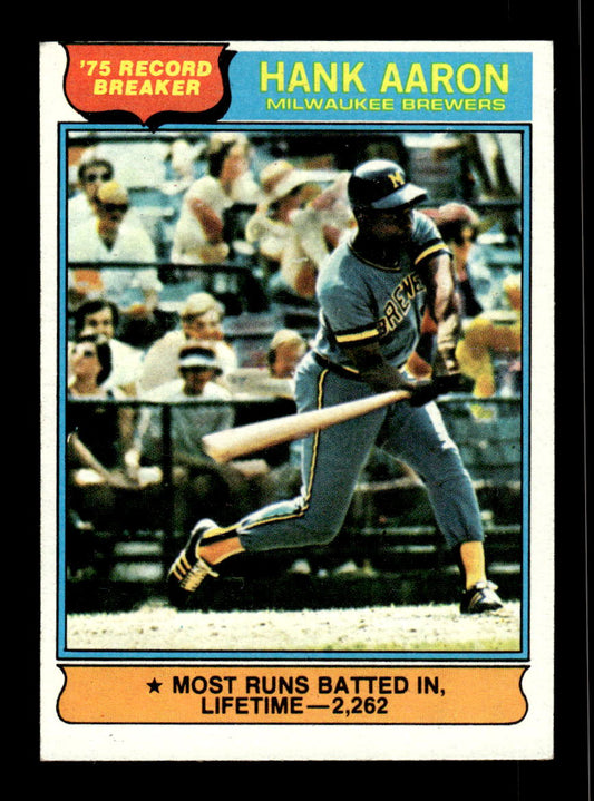 1976 Topps #1 Hank Aaron Milwaukee Brewers EX 10013179