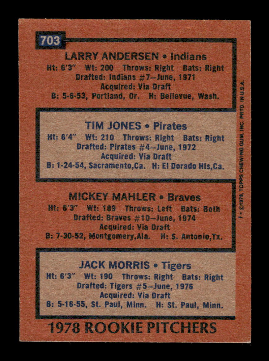 1978 Topps #703 Jack Morris EX-EXMINT 10013187