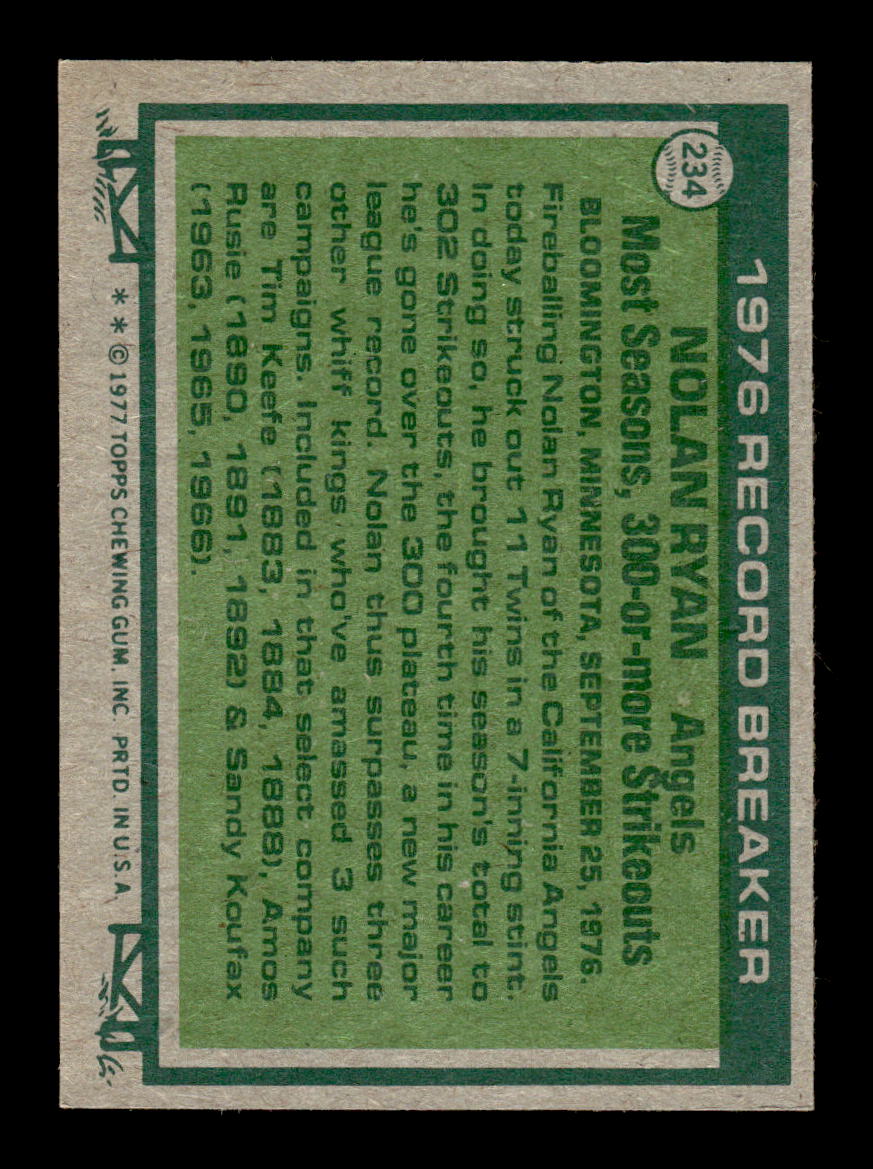 1977 Topps #234 Nolan Ryan California Angels EX 10013190