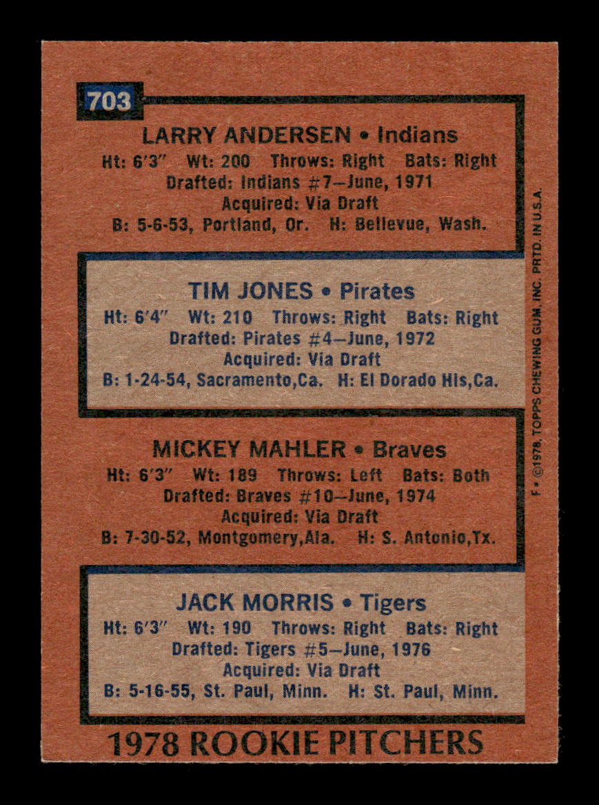 1978 Topps #703 Jack Morris EX-EXMINT 10013191