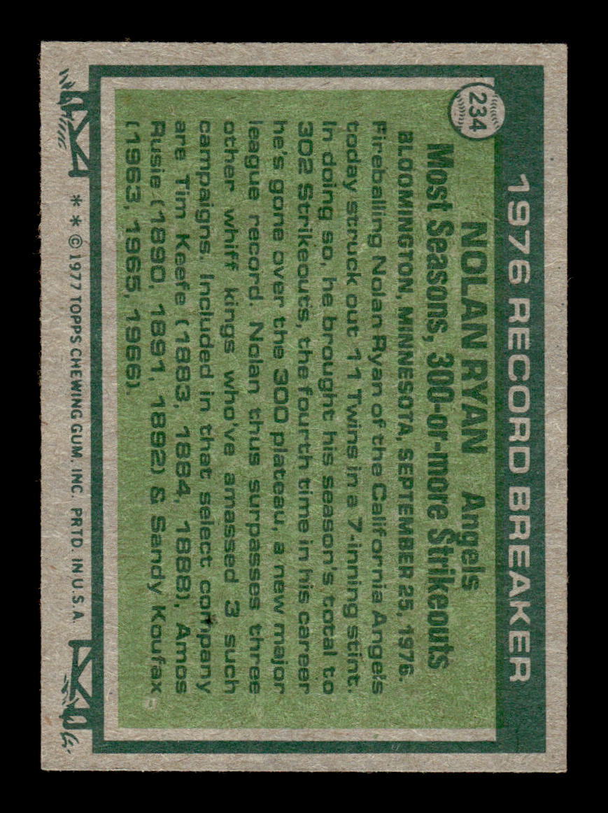 1977 Topps #234 Nolan Ryan California Angels EX 10013192