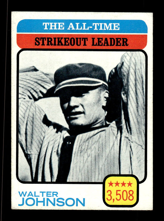 1973 Topps #478 The All-Time Strikeout Leader - Walter Johnson EX 10013209