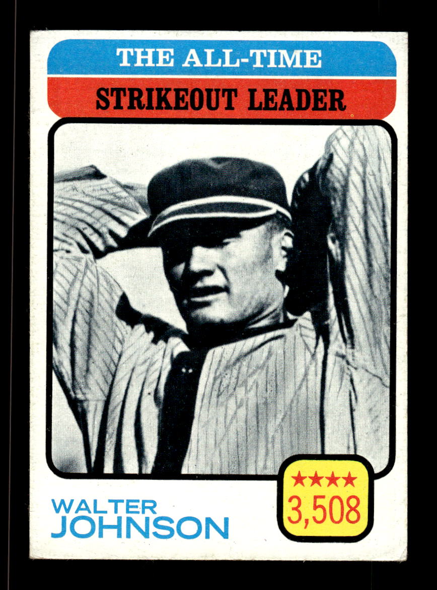 1973 Topps #478 The All-Time Strikeout Leader - Walter Johnson EX 10013210