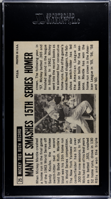 1964 Topps Giants #25 Mickey Mantle SGC 6 SN 7550448