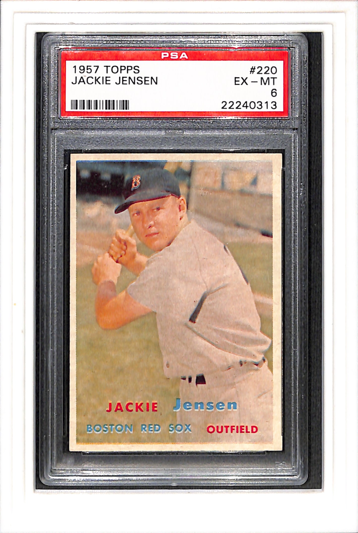 1957 Topps #220 Jackie Jensen PSA 6 SN 22240313
